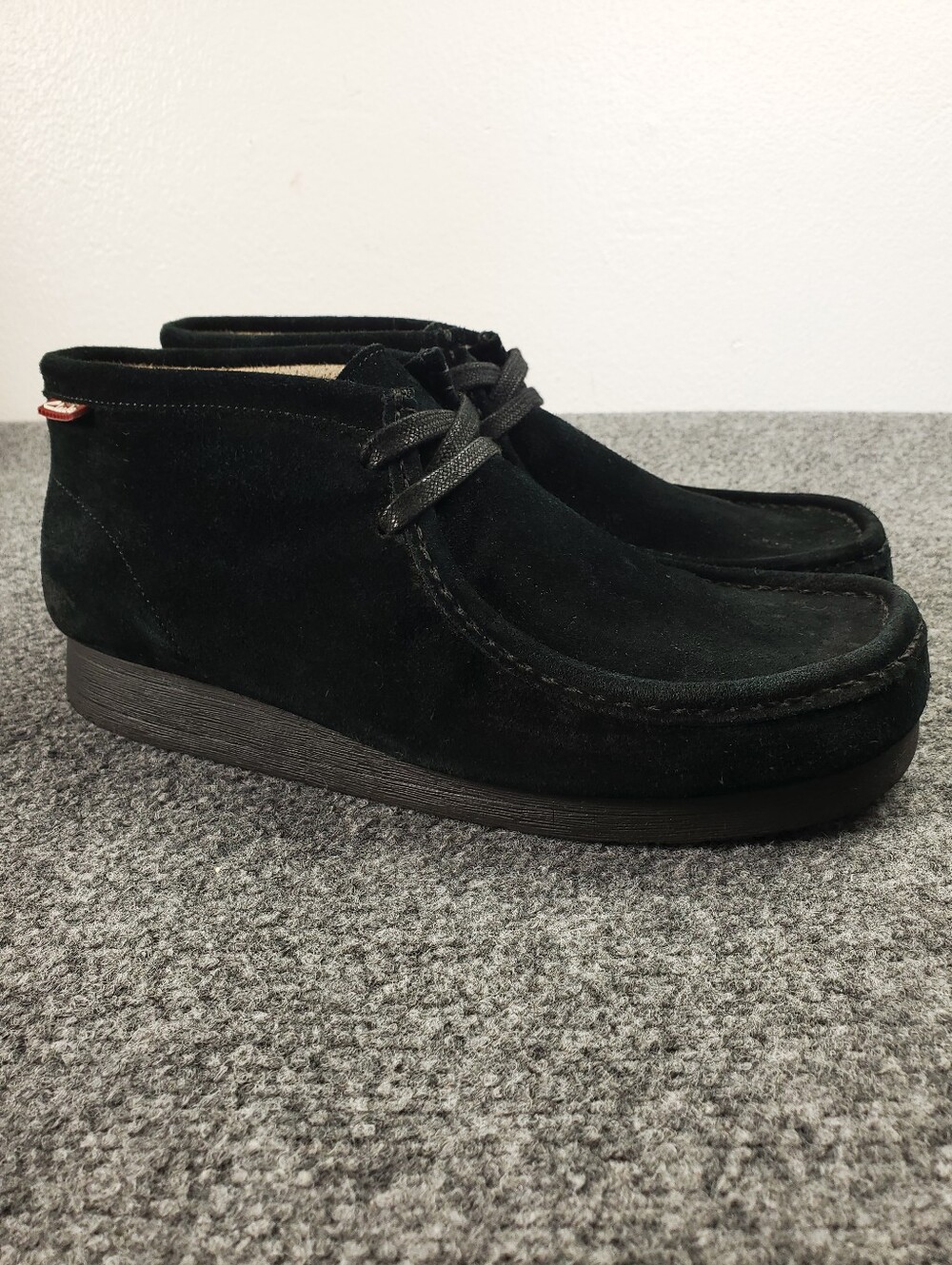 Clarks Stinson Hi Suede Chukka Boots Mens 10 Black Moc Toe Crepe Sole Wallabee